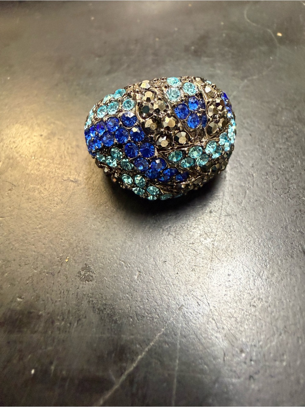Park Lane Blue Crystal Heart Cocktail Ring